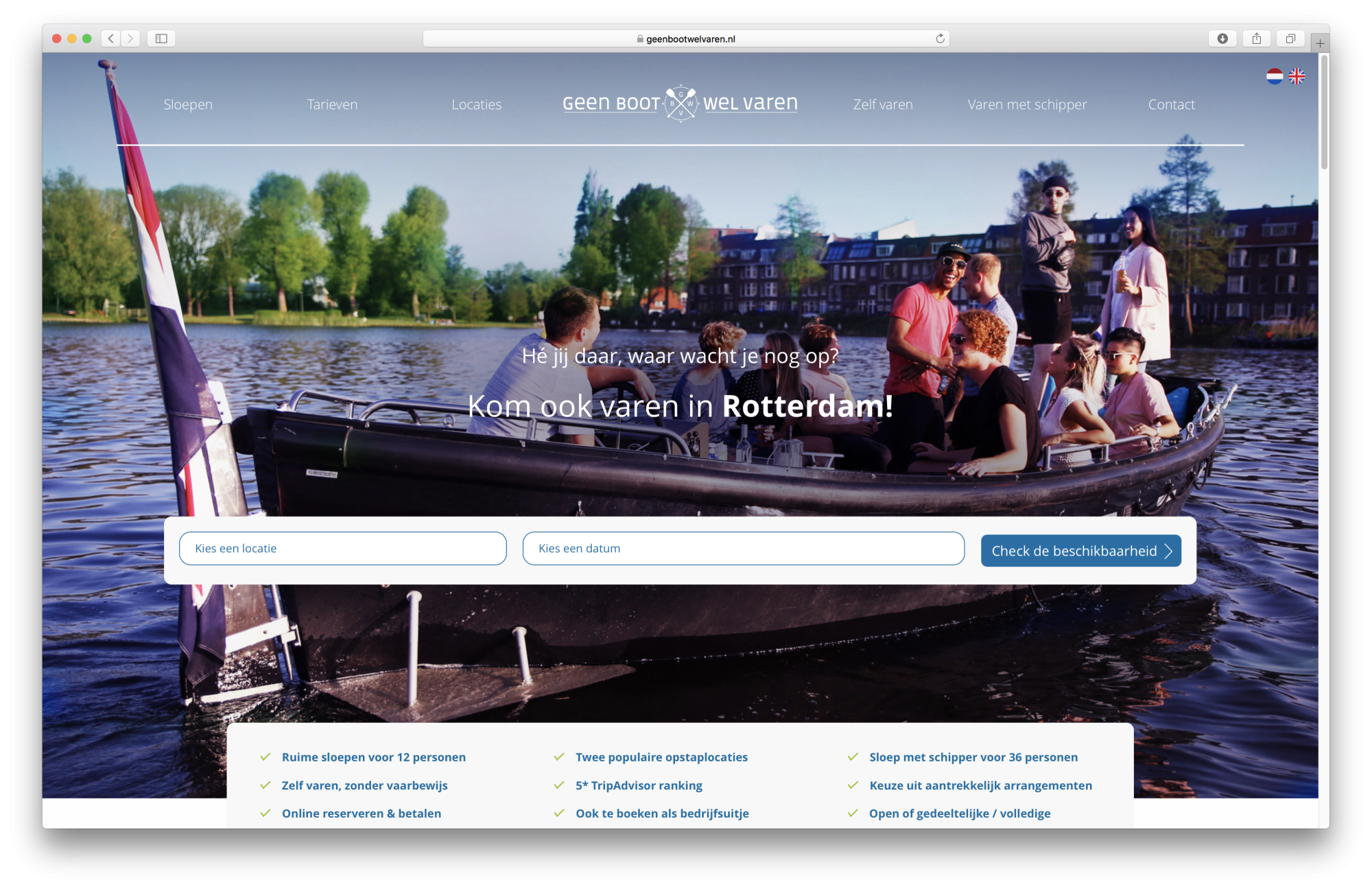 Portfolio | Geen boot wel varen website 1