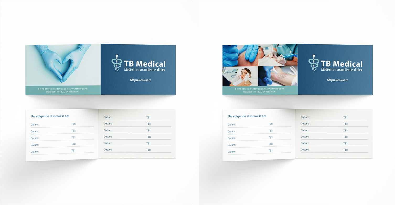 Portfolio | TB Medical afspraak kaartjes