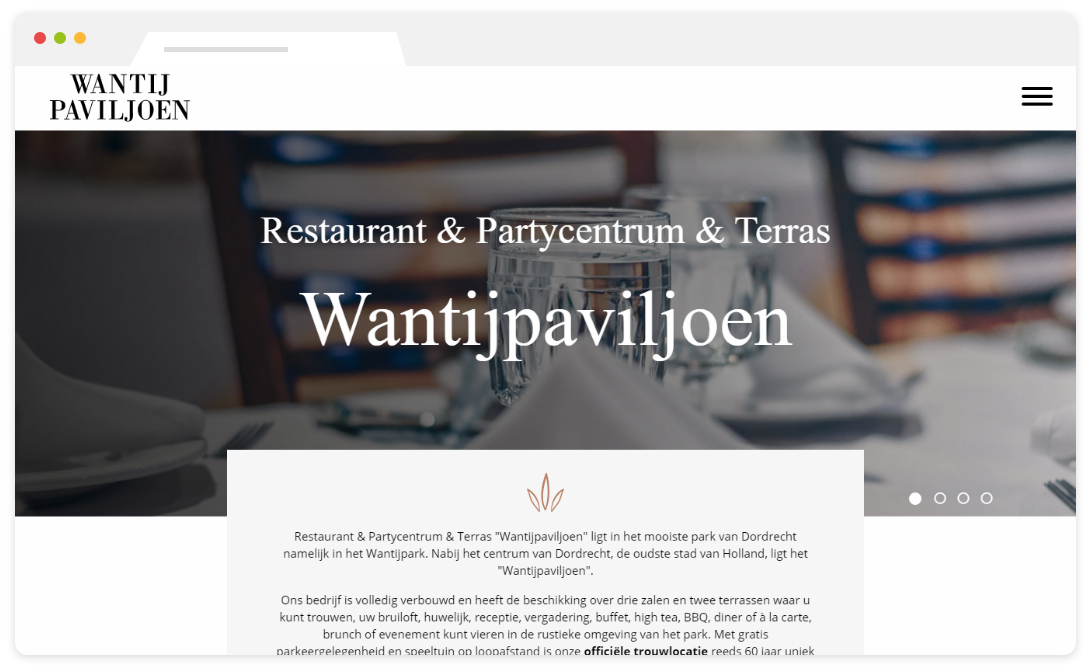 Portfolio | Wantijpaviljoen website homepagina